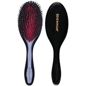 Denman Cushion Hair Brush (Medium) with Soft Nylon Quill Boar Bristles - Porcupine Style for Grooming, Detangling, Straightening, Blowdrying and Refreshing Hair – Black, P082M