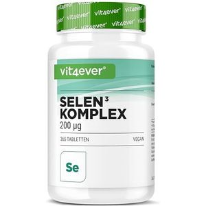 vit4ever Selenium 3-complex - 365 tabletten met elk 200 µg - Hooggedoseerd & vegan - Premiumformule met natriumseleniet, L-selenomethionine & seleniumgist - Zonder onnodige toevoegingen