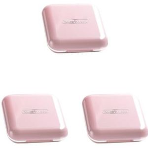 3 Set Draagbare Geneeskunde Pillendoos Case Vitaminen Container 4 Grid Opslag Roze, 8 x 8 x 2.4 cm