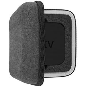 Geekria Shield Hoes compatibel met 2021 Apple TV 4K (32GB / 64GB) hoes, vervangende harde schaal reistas met ruimte voor afstandsbedieningen en accessoires (grijs)