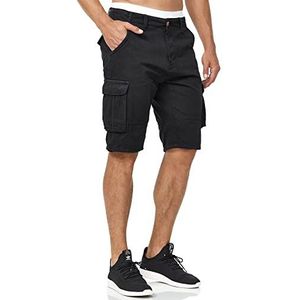 INDICODE Heren Blixt Cargo Shorts | Cargo korte broek met 6 zakken en riem Black L