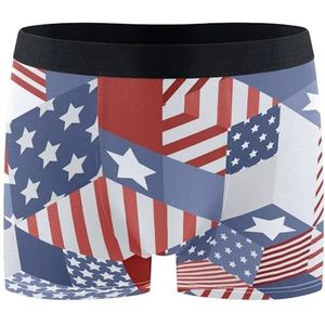 351 Grappige Amerikaanse Vlag Ster Streep Heren Boxers Zachte Sport Ondergoed Antibacteriële Slips Ingerichte Elastische Boxers Shorts, Boxer Slips 941, XL