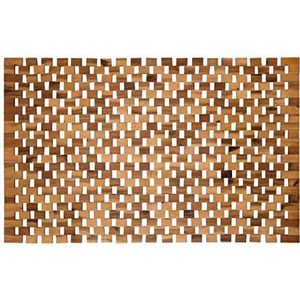 WohnDirect Antislip houten badmat, naturel, 60 x 100 cm, duurzame, robuuste houten mat voor badkamer, sauna en wellness, douchemat van 100% acaciahout