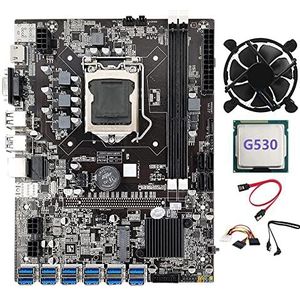 AMIUHOUN B75 BTC Mijnbouw Moederbord 12 PCIE Naar USB met G530 CPU+4PIN Naar Kabel+Koelventilator DDR3 LGA1155 B75 ETH Mijnbouw