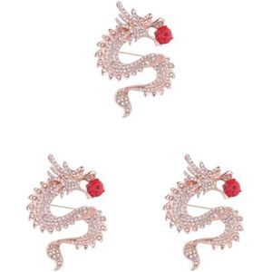 Mannen Retro Stijl Dragon Broche Corsage Party Badge Sieraden Goud+Wit, as described, Kunststof, als beschrijving