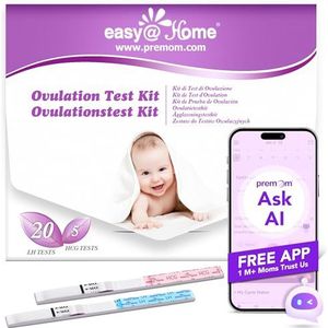 Ovulatietestkit Vruchtbaarheidsvoorspelling: Easy@Home 20 LH-tests voor vrouwen + 5 HCG-detectie Ovulatiestrips Test nauwkeurige resultaten met Premom App Fertility Tracker