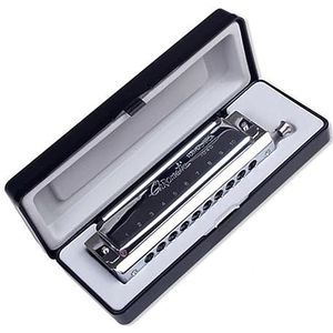 Harmonica voor Studenten Zilver 10 Hole 40 Tone C Key Chromatic Harmonica Harp Houtblazers Instrument Met ABS Koffer