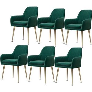GEIRONV Fluwelen zitting eetkamerstoelen set van 6, for restaurant vergaderzaal stoelen met rugleuning en gewatteerde zitting keukenstoelen metalen poten fauteuil Eetstoelen (Color : Green, Size : G