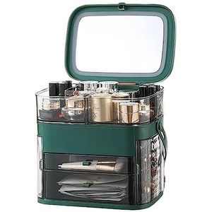 Cosmetische opbergdoos Cosmeticadoos met grote capaciteit, draagbare make-updoos met spiegel for thuisgebruik en reizen, multifunctionele make-uporganizer draagtas, for slaapkamerdressoir ijdelheid aa