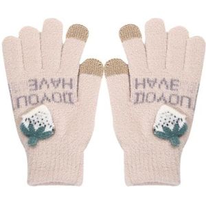 BOSREROY Dikke Touchscreen Handschoenen Warme Antislip Vrouwen Winter Aardbei Handschoenen