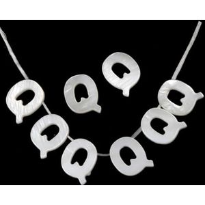 2/5/10 stuks natuurlijke witte letter schelp kralen parelmoer losse kralen ketting armband bedels accessoires voor sieraden maken-Q-10pcs