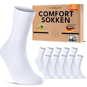 10 paar Diabetessokken heren dames zonder elastische band & zonder naad sokken Diabetici met Comfortband katoen 39-42 Wit