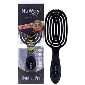 NEW VIDEO! NuWay 4Hair! U.S. Patented Professional Detangling! DoubleC is Double Curved! Best Brush for Applying Any Hair Product! Vented Back - Hair Dryer Safe (Earth Black)