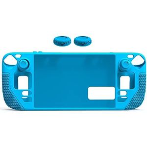 Beschermhoes voor steam deck, siliconen gamemachine beschermer cover skin met 2 joystickdoppen, antikras, antislip, volledige bescherming, draagtas (Blauw)