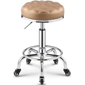 FXLUHAY Ronde rollende kruk werkkrukken met voetsteun, draaibare salonkruk stoel verstelbare tekentruk massage spa kruk (goud)