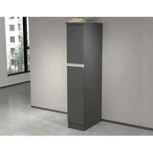 Dmora Quintino Keukendispenser, multifunctionele kast, opbergkast met 2 laden, 100% Made in Italy, 30 x 60 x 165 cm, antraciet en leisteen, lengte 30 cm