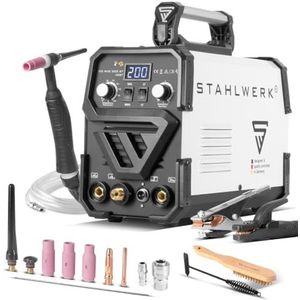 STAHLWERK DC TIG 200 ST IGBT - Combinatie TIG-lasser met 200 Amp en MMA E-Hand, 7 jaar fabrieksgarantie, lassen van staal, roestvrij staal en nog veel meer. (geen ALU-lassen)