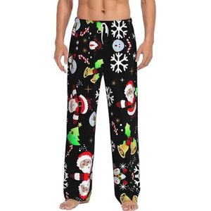 Dexnel Merry Christmas 1 zachte pyjamabroek voor heren, klassieke slaapbroek, comfortabel, polyester pyjamabroek met zakken, Wit, S