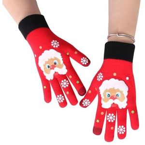 yeeplant Winterhandschoenen voor dames, touchscreen, volledige vingers, cartoon, rekbare nylon handschoenen, wasbare kleurrijke kersthandschoenen, Meerkleurig, 1