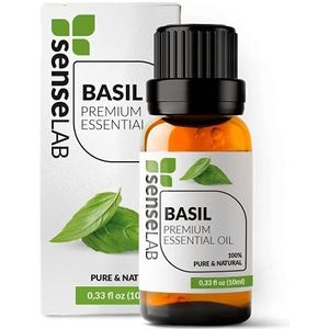 SenseLAB Basilicum etherische olie - Natuurlijke 100% pure basilicumolie van therapeutische kwaliteit voor aromatherapie diffuser - Olie voor concentratie en ontspanning (10 ml)