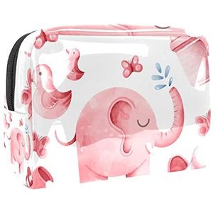 Roze Olifant Baby Douche Print Reizen Cosmetische Tas voor Vrouwen en Meisjes, Kleine Waterdichte Make-up Tas Rits Pouch Toiletry Organizer, Meerkleurig, 18.5x7.5x13cm/7.3x3x5.1in, Modieus