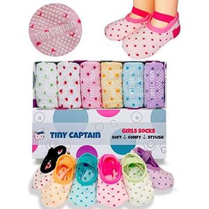 Baby sokken voor peuter meisjes met antislip, beste cadeau voor 1-3 jaar oud meisje, antislip grip sok van kleine kapitein (roze, blauw, groen, geel, paars, wit)