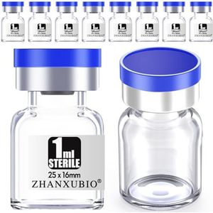 ZHANXUBIO Steriele lege flesjes met zelfgenezende injectiepoort en aluminium plastic dop, steriel pakket (1 ml helder 10 stuks)