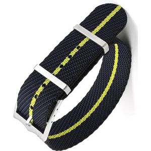 dayeer Nylon NAVO-band horlogeband Militaire polsband voor Tudor Premium veiligheidsgordel horlogeband (Color : Black-yellow-black, Size : 20mm)