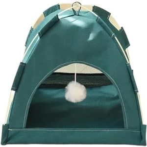 Huisdier tent bed verwijderbare kattenmand canvas kattenhuis hond grot hut kat slaapbed voor kamer decor huisdierbenodigdheden (groen B, 35 x 35 x 30 cm)