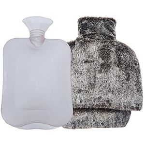 Oletabeth Warmwaterfles met zachte hoes 1.8L warmwaterzak voeten warmer PVC warmwaterzakje voor kerstcadeau vrouw (zwart)