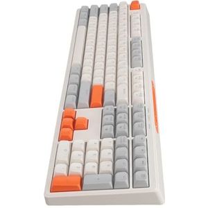 RGB-verlicht Toetsenbord, Plug-and-play Gamingtoetsenbord 108 Toetsen voor Kantoor (Grijs Wit Oranje)
