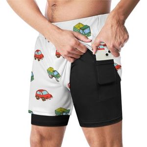 Vrachtwagen En Auto Speelgoed Patroon Grappige Zwembroek Met Compressie Liner & Pocket Voor Mannen Board Zwemmen Sport Shorts
