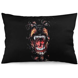 Roaring Rottweiler Kussensloop Zachte Bedrukte Kussensloop Kussenhoes Kussenbeschermer voor Bank Bed Hotel Decor 50 cm x 76 cm