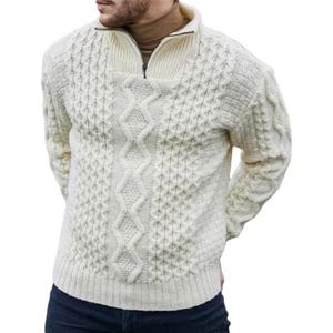 Dvbfufv Herfst en Winter Casual Gebreide Trui Mannen Rits Hoge Nek Lange Mouwen Trui Mannen Trui, Wit, XL