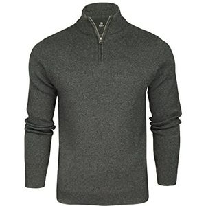 Xact Heren katoenrijke Regular Fit Quarter Zip Trui, 1/4 Zip Trui, Smart Casual Knitwear voor mannen, Klassieke Zip Neck Pullover, Donker Grijs Marl, L