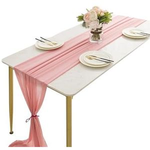 Ayztantine Tafellopers voor eettafel, zijdeachtige chiffon tafelloper effen kleurrijk rustiek hangend voor bruiloft decoratie douche Valentijnsdag thuis (roze, 30x300cm)