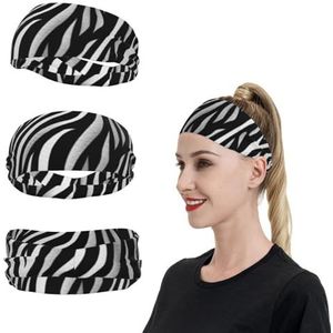 Sport Hoofdbanden voor Mannen Vrouwen Workout Hoofdbanden Vochtafvoerende Running Hoofdband Zebra Print Elastische Zweet Hoofdband voor Fietsen Voetbal Basketbal Yoga Haarband