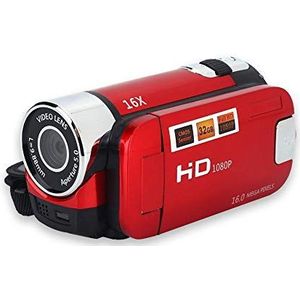 Digitale camera, 1080P 16X Full HD 270° High Definition videocamera, 2,7 inch display, draagbaar, DV voor thuis (EU Plug Red)