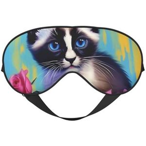 Mid-Century Moderne Kunst Kat Print Lichtgewicht Slaapmasker Ademend Lichtblokkerende Reizen Yoga Outdoor Avonturen