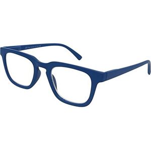 Trendy Nerd Leesbril Rechthoekig, inclusief GRATIS Brillenkoker, Dik Plastic Montuur (Blauw), Leeshulp Mannen en Vrouwen +2.0 Dioptrie
