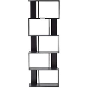 Rebecca Mobili Kantoorplank, zwarte boekenkast met 5 planken, eigentijds ontwerp, huiskamermeubilair - Afmetingen: 172,5 x 60 x 24 cm (HxBxD) - Art. RE4786, zwart