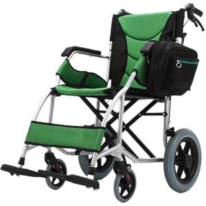 Opvouwbare rolstoelen for volwassenen, 9 kg aluminium opvouwbare lichtgewicht rolstoelen, draagbare zelfrijdende rolstoel for volwassenen, ouderen (Color : Green)