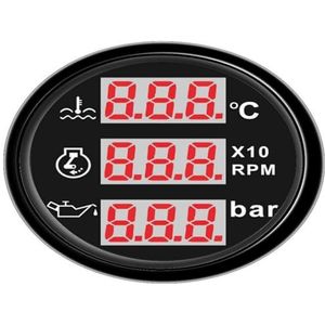 Digitale 52 mm meter 3-in-1 multifunctionele toerenteller/watertemperatuurmeter/oliedrukmeter/voltmeter/brandstofmeter for auto en boot voor brandstoftankniveaubewaking(I)