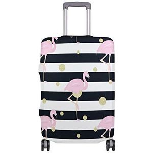 FANTAZIO Flamingos Goud Polka Dot Strepen Koffer Beschermende Cover Bagage Cover