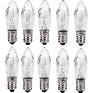 10st E10 Base kaarslamp met schroefbasis Transparant glas Body Warm Wit 3W lamp Geschikt voor binnen en buiten gebruik,23v