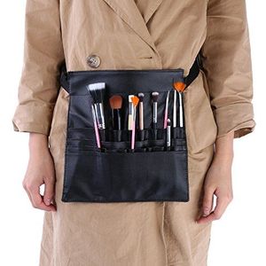 Wincal Make-Upborstelriemtas, Professionele Zwarte Pu Draagbare Make-Upborsteltas Make-Upborstelhoes Cosmeticaopslag