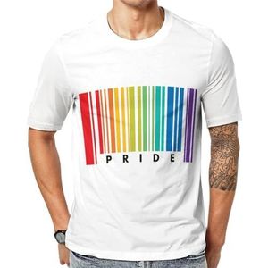 Gay Pride Barcode Heren T-shirt met korte mouwen en ronde hals print casual T-shirt XL