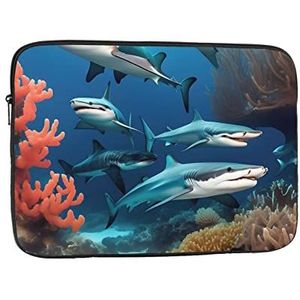 Laptop Sleeve Voor Vrouwen Laptop Sleeve Case 17 Inch Shockproof Beschermende Notebook Case Leuke Draagtas En Cover Voor Mannen Onderzeeër Haai Koraal Patroon Computer Draagtas