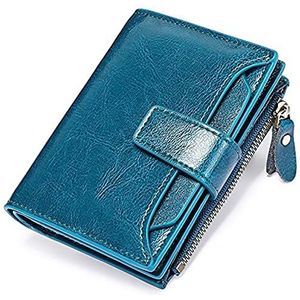 DieffematicQ portemonnees voor dames Small Wallet for Women Genuine Leather Bifold Compact Blocking Multifunction Womens Wallet (Color : Mavi)