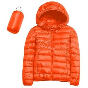 Dames Met Tas Waterdicht Gewatteerd Donswinterjack Outdoor - Stijlvol En Warm Kort Overgangsjack(Orange,XXL)